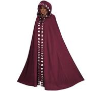 Ausing Men Velvet Halloween Cape With Hood Adults Devil Hooded Cloak Adult Gothic Witch Costumes for Women Uk Renaissance Vampire Robe Witches Wizard Costume Outfit Dresses Accessories Capes Red M
