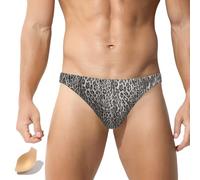Ausing Men's Swim Brief Padded Bikini Swimwear Leopard Print Swim Trunks Shorts Swimsuit Surf Bathing Suit Swimming Brief XL