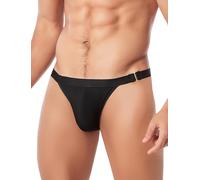 Ausing Men's Swimming Briefs Sexy Low Rise Swim Brief for Men UK Summer Bikini Bottoms Mens Swimming Costume Sport Swimwear Micro Swimming Trunks Shorts Beach String Thongs Underwear Pool Black M