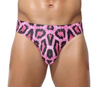 Ausing Mens Swimming Briefs Swimwear Mini Trunks Bikini Swimsuit Bathing Suit for Summer Surf Leopard Print EU S(Tag M) Pink