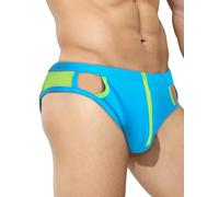 Ausing Men's Swimming Briefs Zipper Sexy Low Rise Swim Briefs Summer Mesh Bikini Bottoms Cut Out Swimming Costume Drawstring Sport Swimwear Micro Swimming Trunks Shorts Beach Underwear Pool Sky Blue M