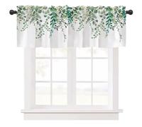 Ausing Modern Kitchen Curtains Flower Leaf Printed Panel Curtains for Balcony Door Bedroom Decoration, Yellow