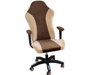 Ausing Office Chair Covers Brown High Stretch Fleece High Backrest Game Chair Modern Decorative Slipcovers