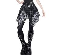 Ausing Plaid Mini/Long Skirt for Women Girls Gothic High Waisted Pleated School Skirt Tartan Flared Skater Tennis Skirt Medieval Vintage Harajuku Halloween S-L