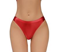 Ausing Woman Silky Bikini Underwear Lady Slutty Tanga Panties for Women Solid Color Brazilian Briefs Womens Oily Sexy Pants Women's Wet Look Lingerie Ladies Panty Tangas Bottoms Red M