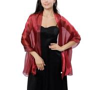 Ausing Women Chiffon Shawls and Wraps for Evening Dresses Bridesmaid Long Scarves for Wedding Lightweight Translucent Red