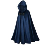 Ausing Women Ghost Halloween Costume for Men Velvet Hooded Cape With Hood Adults Devil Witch Cloak Adult Gothic Vampire Costumes Renaissance Wizard Robe Capes Outfit Dresses Accessories Dark Blue L