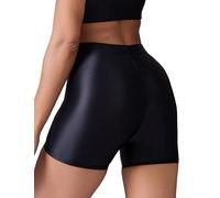 Ausing Womens Bodycon Shiny Hot Pants for Women UK Skinny Sequin Hotpants Women's See Through Metallic Pant Ladies Slim Fit Cycling Clothes Stretch Neon Sportswear Sparkly Dance Shorts Black M