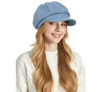 Ausing Womens Denim Beret Cotton Jean Hat for Women UK Light Blue Octagonal Newsboy Hats Baker Boy Fiddler Hat Ladies Cabbie Peaked French Beret Classic Artist Painter 8 Panel Cap Vintage Basque Visor