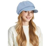 Ausing Women's Denim Beret Cotton Jean Hat for Women UK White Octagonal Newsboy Hats Baker Boy Fiddler Hat Ladies Cabbie Peaked French Beret Classic Artist Painter 8 Panel Cap Vintage Basque Visor