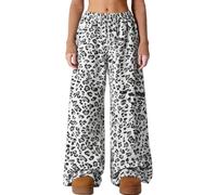 Ausing Women's Fuzzy Plush Pajama Pants Flannel Leopard Print Wide Leg Pj Bottoms Lounge Pants Winter Pajama Bottoms Ladies L