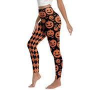 Ausing Women's Halloween Leggings Skull Skeleton Tights 3D Print Pumpkin Costumes Goth Spider Web Clothes for Daily Sports Yoga Gym S-XL