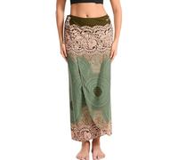 Ausing Women's Halter Maxi Sarong Beach Boho Sarongs for Women UK Gypsy Long Skirt Hippie Bohemian Skirts High Waist Waisted Summer Dress Flower Print Floral Dresses A Line Midi Dresses Dark Green