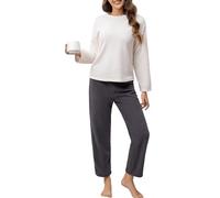 Ausing Womens Pyjamas Sets Fleece 7 Pcs Pullover Pant Sets Winter Warm Soft Plush Casual Homewear Suit Nightwear SleepwearXL