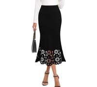 Ausing Wrap Around Long Skirts for Women UK Ladies High Waist Fishtail Midi Skirts Womens Hollow Out High Waisted Pencil Skort Women's Cut Out Tube Maxi Half Dress Black M