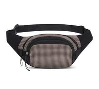 Ausion Fanny Pack Waist Bag for Men&Women Adjustable Belt Hip Bum Bag Fashion Water Resistant Hiking Waist Bag for Traveling Casual Running Hiking Cycling, Grid 1 Series-coffee