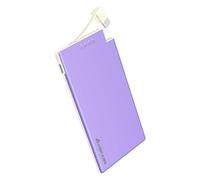 Auskang 5000mAh Power Bank with built-in Type-C Cable, Ultra Slim and Super Lightweight Portable Charger Small External Battery, Compatible with Samsung, Sony, iPhone 15/16 Series, etc.- Purple+White
