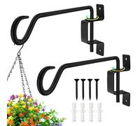 Auskee 2-Pack Iron Hanging Basket Bracket, Adjustable Fence Wall Hooks - 11.4 Inch Heavy Duty Decorative Hook for Hanging Planters, Bird Feeders, Wind Chimes & Lanterns (Indoor/Outdoor Use)