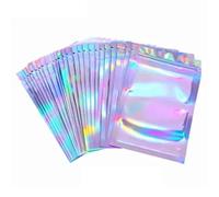 Ausla 100PCS Hologram Cellophane Self Sealing Bag, Iridescent Lock Bag with Sealing Strip for Candy Biscuit Jewelry Storage