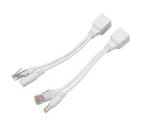 Ausla 12V POE Splitter Adapter, Material, Plug and Play Design, Stable Signal Transmission for IP Cameras (White)