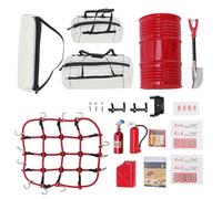 Ausla 13PCS 1/10 Scale Truck Accessories, Mini RC Rocks Crawler Accessories with Luggage Net Oil Drum Jack Shovel Fuel Tank Fire Extinguisher (Gray)