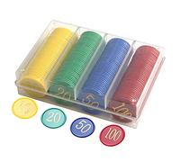 Ausla 160pcs Poker Chips, 4 Color Chips with Gold Numbers, Great Gaming Plastic Coins, Ideal Mathematical Concept Modeling with Chip Value 10 20 50 100 (Colorful)