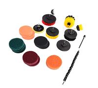 Ausla 24Pcs Power Scrubber Brushes Plastic PP Drill Scrubbing Brush with 14in Arrow Storage Case Shaft for Bathroom Kitchen Tile Tub Shower Floor Cleaning