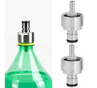 Ausla 2Pcs Stainless Steel Carbonation Cap with 5/16in Barb Ball Lock Type for PET Bottles No Silicone Seal Detachable Hex Thread Adapter for Beer Soda Carbonation