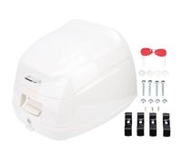 Ausla 32L Motorcycle Trunk, Waterproofing ABS Metal Storage Box with Anti Theft Key Lock, Universal Fit for Motorcycles Electric Bikes and Scooters (White)