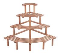 Ausla 4 Tiers Corner Flower Stand Holder, Wooden Pine Plant Display Shelf for Garden Decor, Exquisite Design with Space-saving, resistant (Retro)