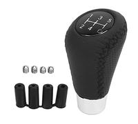 Ausla 5 Speed Gear Shifter Head, Genuine Leather Gear Shifter Knob for Manual Cars, Comfortable Touch and Perfect Fit (Black Line)