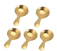 Ausla 5Pcs Dessert Spoon Ice Cream Scoop Anad Tea Dessert Spoon Set Kitchen Utensils for Home Use Appro 9 X 4.5cm/3.5 X 1.8in (Gold)