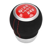 Ausla 6 Speed Gear Shift Knob Manual Shifter Head in PVC ABS and Artificial Suede Leather Smooth Shifting Clear Markings Comfortable Grip for Daily Driving Replacement (Red Top)