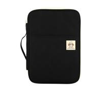 Ausla A4 Documents Bag Portfolio Organizer Holder Multifunctional Travel Pouch Handy Zippered Case for Notebook, Ipad, Documents and Pens Large Capacity Waterproof 13.8 * 9.8 * 1.4in (Black)