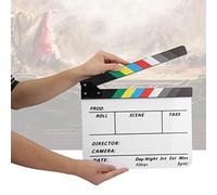 Ausla Acrylic Director Scene Clapperboard with Pen for Filmmaking Lightweight Durable Prop Black and White 30cm Ideal for Movies and Cosplay (Color whiteboard PAV1)