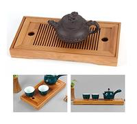 Ausla Bamboo Tea Tray, Rectangular Serving Platter for Home Office Teahouse - 10.63x5.51x1.18 Inches