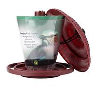 Ausla Bird Feeding Container, Transparent Hanging Seed Feeder, Easy to Maintain, Convenient Design, Suitable for Birds, Refill in Red, 7.1 X 7.5inch with a Serving Plate, with