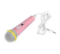 Ausla Classic Style Wired Dynamic Microphone - 3.5mm Jack, Lightweight, No Battery for Kids Singing Machine, Home Use (Pink)