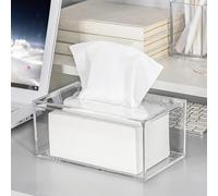 Ausla Clear Acrylic Tissue Box Cover, Rectangular Tissue Box Holder, 20 X 12 X 9 Cm Transparent Napkin Dispenser, Lift Off Design, Tabletop Organizer for Living Room Bedroom Bathroom