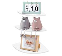 Ausla Corner Shelf Unit, 3Pcs Floating Corner Shelves Wall Mounted Shelving Solution Floating Speaker Display Bookshelves for Bathroom, Bedroom, Kitchen, Living Room