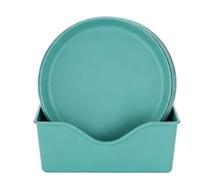 Ausla Dessert Plates Reusable PP Serving Plates Set of 8 5.91in Round Snack Stackable Heat and Impact Proof with Base for Desserts Fruits Appetizers Small Kitchens (Green)