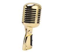 Ausla Dynamic Microphone Zinc Alloy Cardioid Mic 600 Ohm 50 to 18KHz Adjustable 45 Degree to 80 Degree Tilt for Stage Performance KTV Speeches and Studio Recording (Gold)