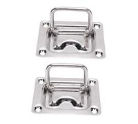 Ausla Flush Ring Pull Handle, 2 Pack 316 Stainless Steel Recessed Square Marine Latch with Mount Screws for Boat Cabinet Drawer Toolbox