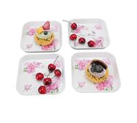 Ausla Fruit Snack Plate Melamine Dessert Plates 4pcs 15 X 15cm Large Capacity Easy Clean Serving Plate for Home School Restaurant Snack Fruit Spit Bone Tray (Rose)