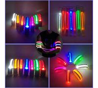 Ausla Glowing in the Dark LED Armbands, Rechargeable Reflective Safety Gear, Ultra Bright Light, Perfect for Running and Cycling (White)