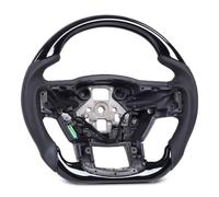 Ausla Heated Steering Wheel, Perforated Leather Glossy Black Hydro Dip Flat Bottom with Comfort Grip for 2017-2020 Vehicles