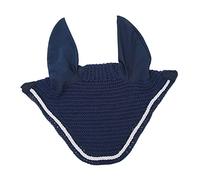 Ausla Horse Ear Bonnet Hand Crocheted Cotton Elastic Ear Net with Scalloped Edges for Horse Protection Navy Blue