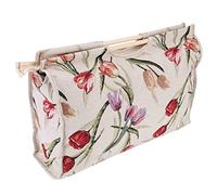 Ausla Knitting Needle Storage Bag Yarn Organizer Bag Knitting Project with Wooden Handle Zipper Closure for Sewing Tools 16.5 X 11.8 X 4.3in (Rose Jacquard)