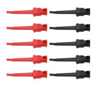 Ausla Multimeter Test Hooks, Copper Gold Plated SMD IC Grabber Kit, 10pcs for Electronics Repair and Testing (Five Black and Five Red)