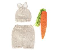 Ausla Newborn Baby Photography Props Hat Romper Set with Radish Doll for Infants 0-6 Months Baby Photo Clothes Infant Photo Outfits Newborn Photoshoot Costume